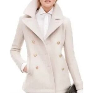 J. Crew Womens Wool Cashmere Pea Coat Jacket Gold Button Petite  Winter size 2
